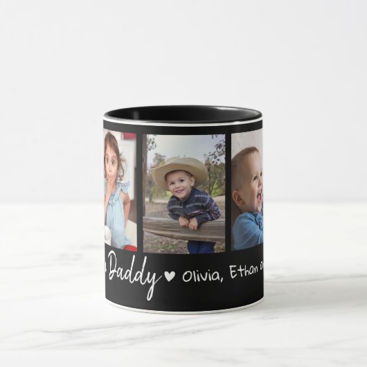 Love You Daddy Vaderdag 5 Fotocollage Zwart Mok (Midden)