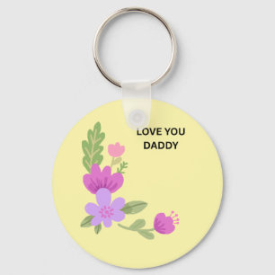 Love You Daddy - Zachte Waterverf Bloemen Sleutelhanger