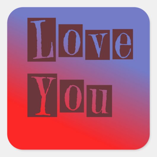 Love You Dark Vierkante Sticker (Voorkant)