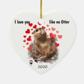 Love you Date Cute River Otter, Natuur Animal Keramisch Ornament (Achterkant)