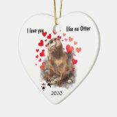 Love you Date Cute River Otter, Natuur Animal Keramisch Ornament (Links)
