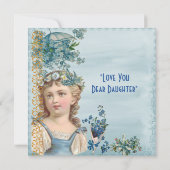Love You Daughter Rustic Floral Vintage Valentine  (Achterkant)