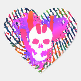 Love You De Origin Hand Gebaar Schedel Kleurrijke  Hart Sticker
