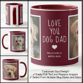 Love You Dog Pap Foto's Modern Maroon C31 & Wit Mok