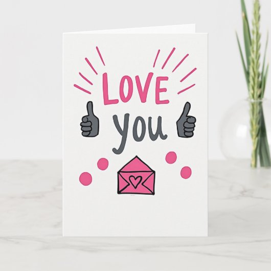 Love You Duim Omhoog Funkaart Kaart (Voorkant)