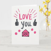Love You Duim Omhoog Funkaart Kaart (Gele Bloem)