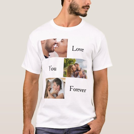 Love You Forever Custom 3 foto- en naamparen T-shirt (Voorkant)