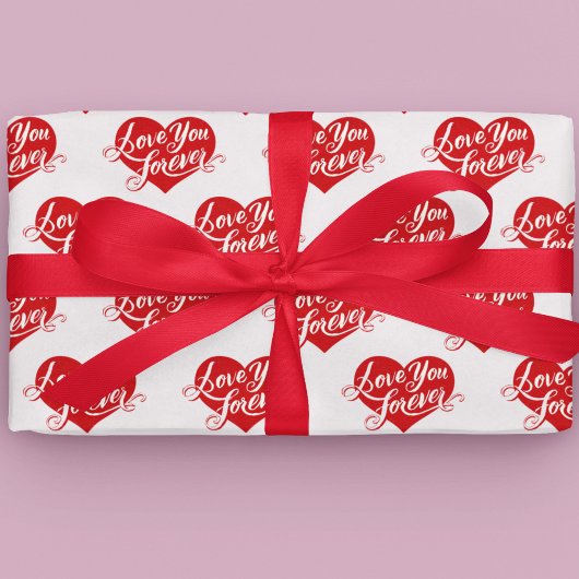 Love You Forever Heart Valentine Wrapping Paper Cadeaupapier