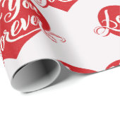 Love You Forever Heart Valentine Wrapping Paper Cadeaupapier (Rol Hoek)