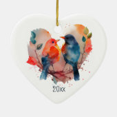 Love You Forever Lovebirds Custom Name Date Keramisch Ornament (Achterkant)
