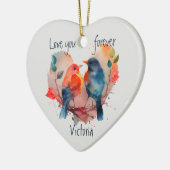 Love You Forever Lovebirds Custom Name Date Keramisch Ornament (Links)