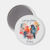 Love You Forever Lovebirds Custom Name Date Magneet (Voorkant / Achterkant)