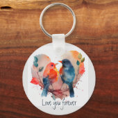 Love You Forever Lovebirds Customize Name Sleutelhanger (Achterkant)