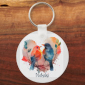 Love You Forever Lovebirds Customize Name Sleutelhanger (Voorkant)