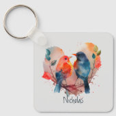 Love You Forever Lovebirds Customize Name Sleutelhanger (Voorkant)