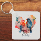 Love You Forever Lovebirds Customize Name Sleutelhanger (Voorkant)