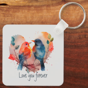 Love You Forever Lovebirds Customize Name Sleutelhanger