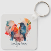 Love You Forever Lovebirds Customize Name Sleutelhanger (Achterkant)