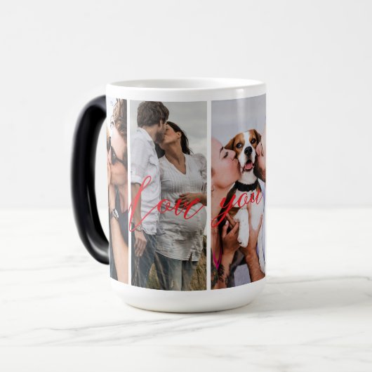 Love You Forever Vertical Photo Collage Custom Magische Mok (Voorkant links)
