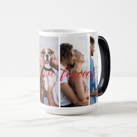 Love You Forever Vertical Photo Collage Custom Magische Mok (Voorkant rechts)