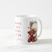 “Love You Fur-Ever” Cute Cat & Teddy Valentine Mug Koffiemok (Voorkant rechts)