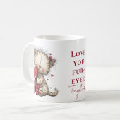 “Love You Fur-Ever” Cute Cat & Teddy Valentine Mug Koffiemok (Voorkant links)