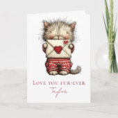 Love You Fur-Ever Cute Kitten Valentine Folded Feestdagen Kaart (Voorkant)