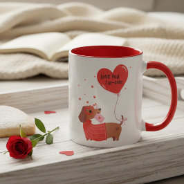 Love You Fur-Ever Dachshund Rode Hart Cadeau Mok