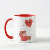 Love You Fur-Ever Schattigee teckel Dog Red Heart Mok (Links)