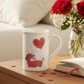 Love You Fur-Ever Schattigee teckel Dog Red Heart Porselein Kop