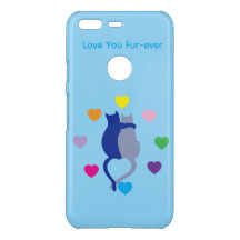 Love You Fur-ever Twee Katten iPhone Hoesje – Blau