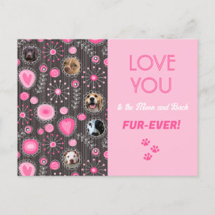Love you Furever Pink Heart Flower Fotocollage Briefkaart