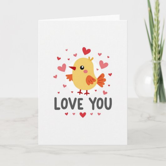 Love You Gele Vogel Kaart (Voorkant)