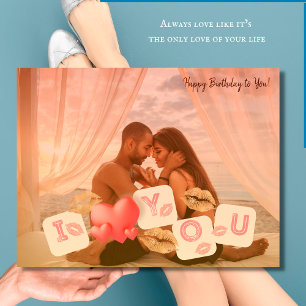 Love You Gouden Lippen Foto Echtgenoot Romantische Briefkaart