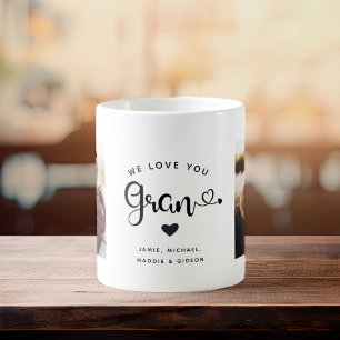 Love you Gran Hearts Custom Two Photo Trendy Chic Koffiemok