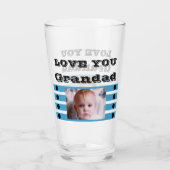 Love you Grandad twee foto's zwart blauw bier Glas (Achterkant)