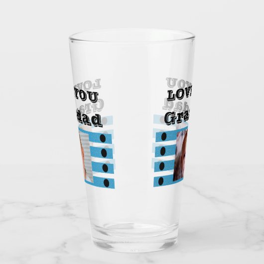 Love you Grandad twee foto's zwart blauw bier Glas (Links)