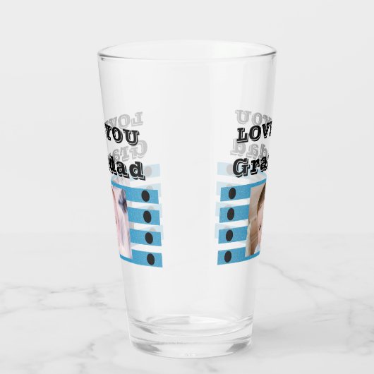 Love you Grandad twee foto's zwart blauw bier Glas (Rechts)
