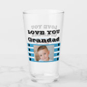 Love you Grandad twee foto's zwart blauw bier Glas (Voorkant)