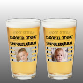 Love you Grandad twee foto's zwart grijs bier Glas