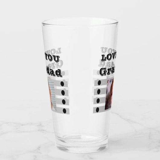 Love you Grandad twee foto's zwart grijs bier Glas (Links)