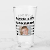 Love you Grandad twee foto's zwart grijs bier Glas (Voorkant)