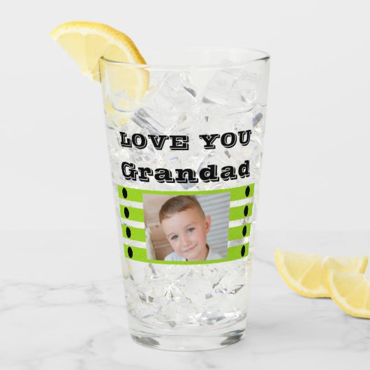 Love you Grandad twee foto's zwart limoen bier Glas (Voorkant ijs)