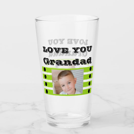 Love you Grandad twee foto's zwart limoen bier Glas (Voorkant)