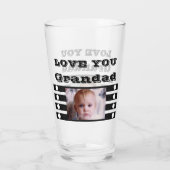 Love you Grandad twee foto's zwart wit bier Glas (Achterkant)