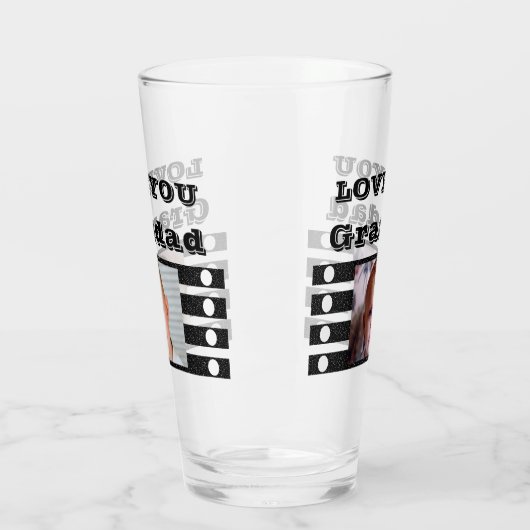 Love you Grandad twee foto's zwart wit bier Glas (Links)