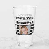 Love you Grandad twee foto's zwart wit bier Glas (Voorkant)