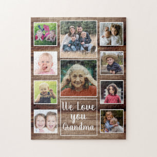 Love You Grandma 10 Family Photo Collage Wood Legpuzzel