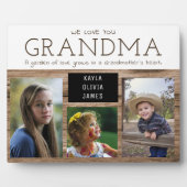 Love You Grandma 3 Photo Collage Rustic Wood Fotoplaat (Voorkant)