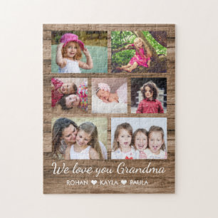 Love You Grandma 7 Photo Collage Wood Legpuzzel